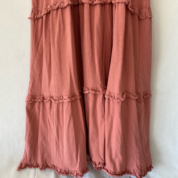 J. Crew Dusty PINK Tiered Jersey Cotton Midi Dress With Ruffle Spaghetti Strap - Picture 7 of 12
